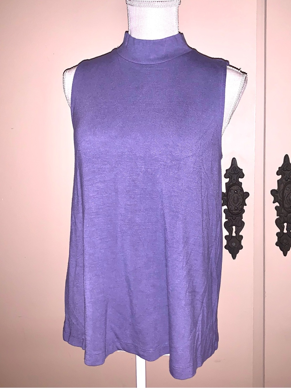 Sleeveless Mock Neck Top - Purple